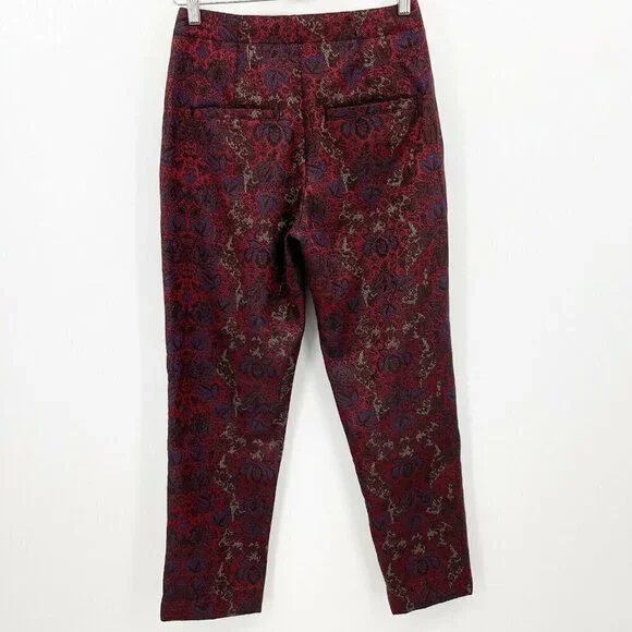 Free People High Waisted Pleated Front Cropped Brocade Jacquard Pants - Picture 4 of 8